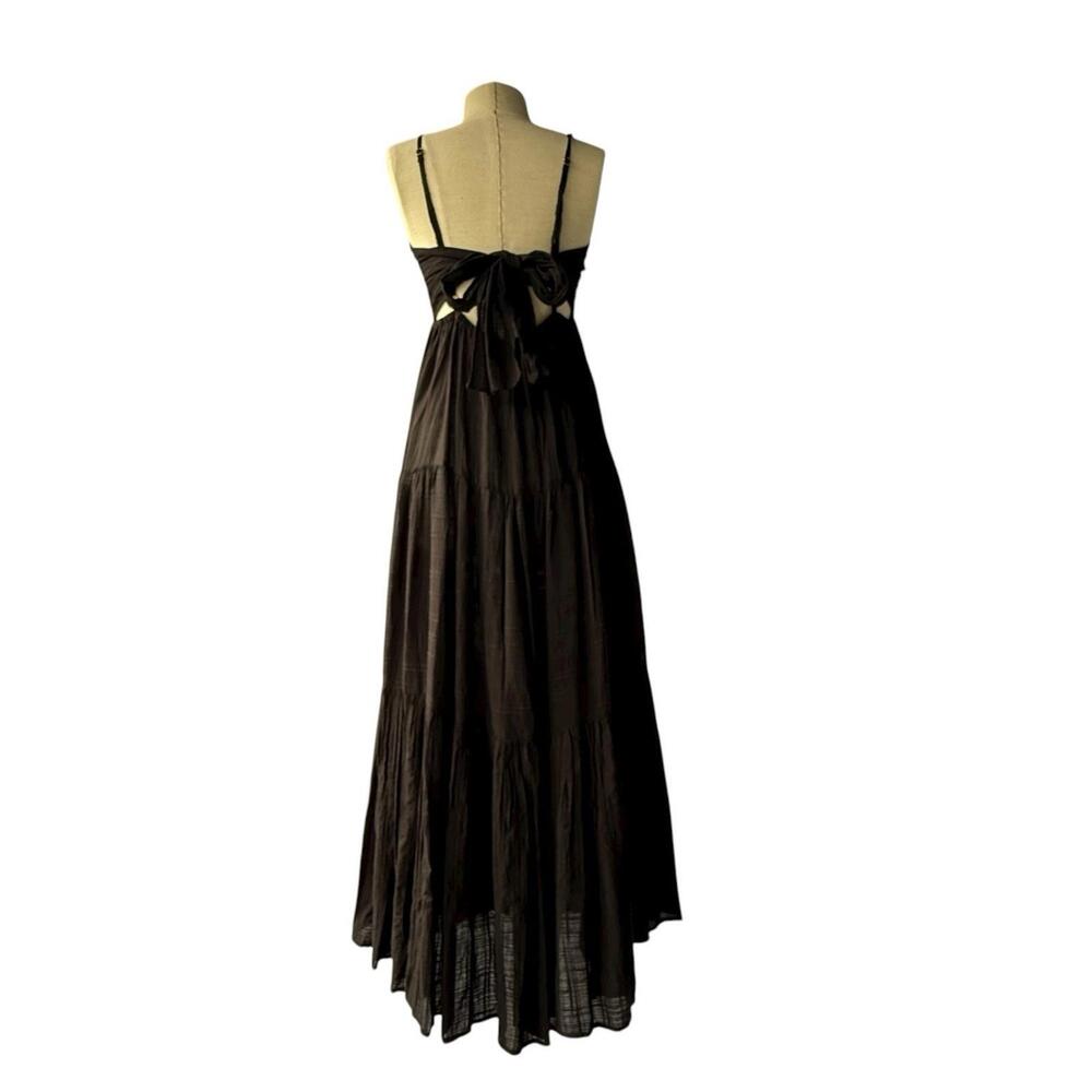 LSPACE Women’s Medium Black Tiered Maxi Dress Open Back Tie Bow Summer Boho Midi - Picture 6 of 9